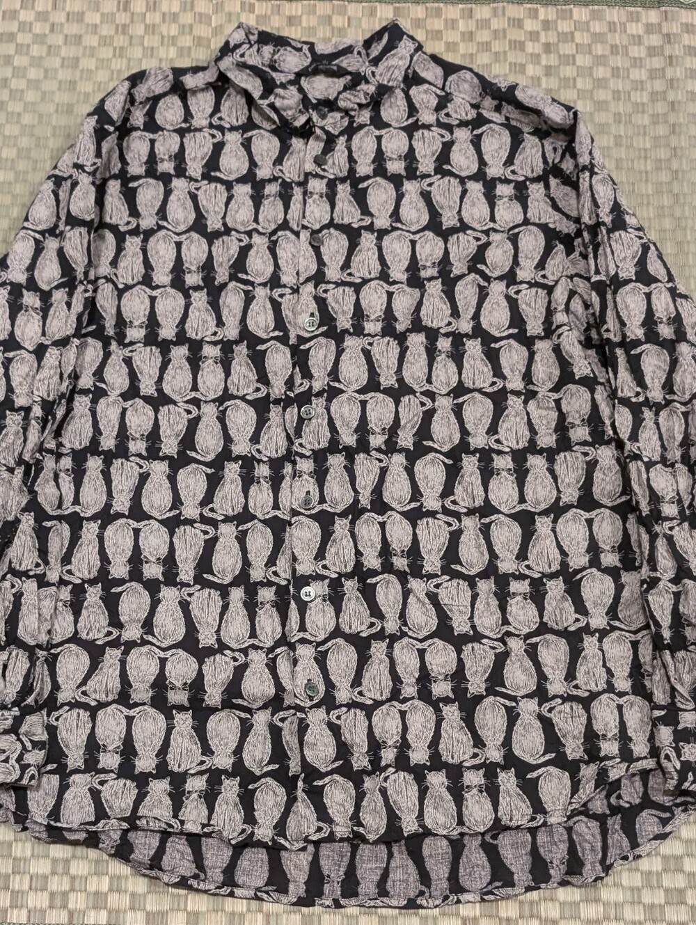 Pas de Calais Cat Patrol Print Blouse Women's Size FR 38 Made in Japan
